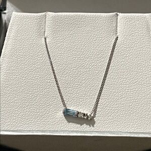 J.H. Young | 10K Gold Stamped Sapphire Baguette Necklace